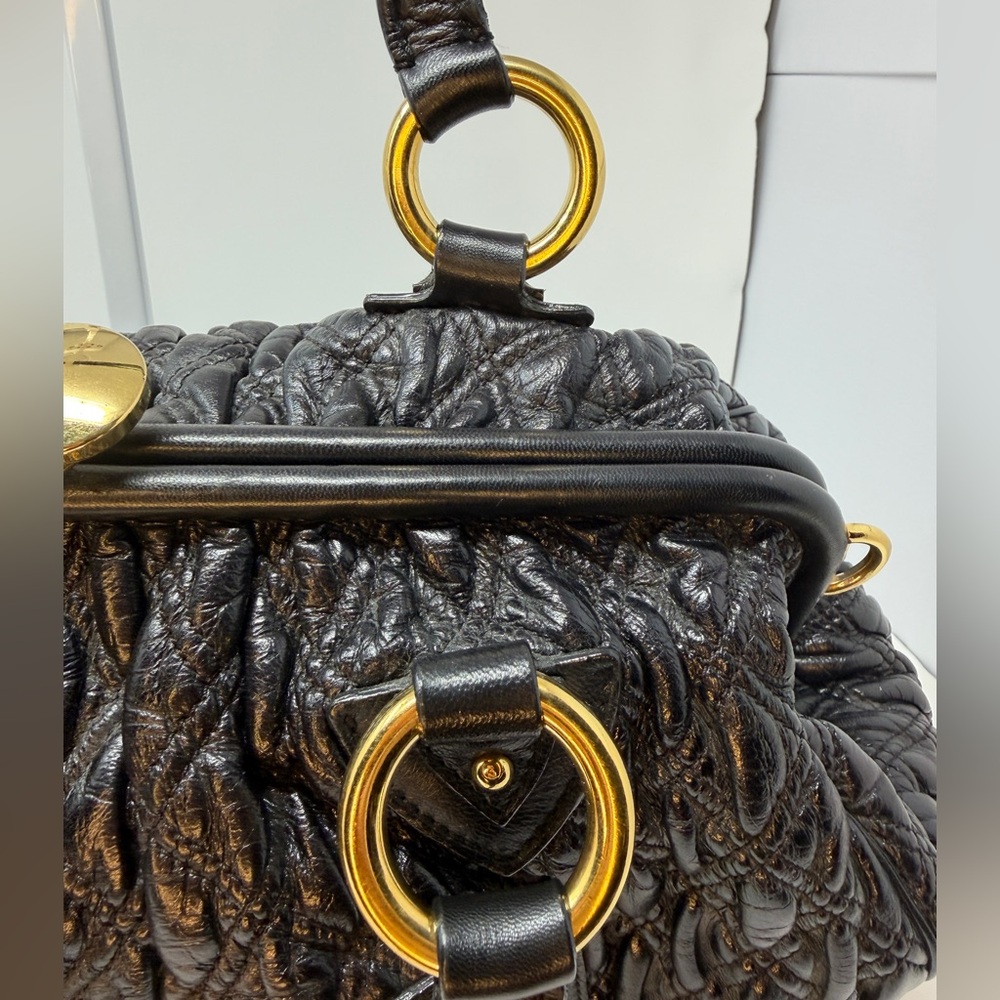 Marc Jacobs Rare Vintage Black Quilted Leather Stam Bag Classic Full Size - Picture 12 of 17